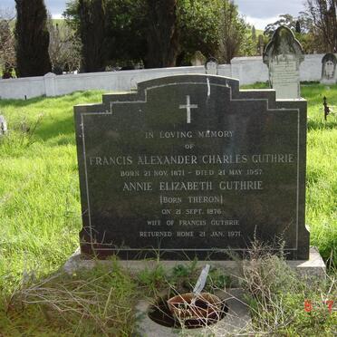 GUTHRIE Francis Alexander Charles 1871-1957 &amp; Anna Elizabeth THERON 1876-1971