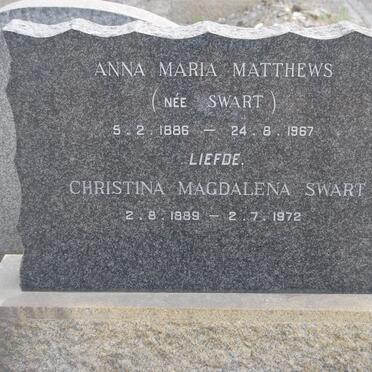MATTHEWS Anna Maria nee SWART 1886-1967 :: SWART Christina Magdalena 1889-1972