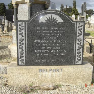 DELPORT Matthys Johannes 1896-1970 &amp; Johanna A.P. ROUX 1896-1970