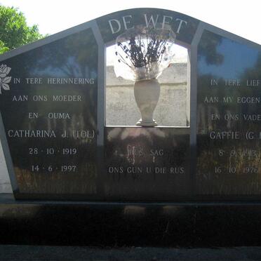 WET G.P.,de 1913-1976 &amp; Catharina J. 1919-1997