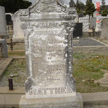 MATTHEE Elias L. 1846-1925 &amp; Helena C. GROENEWALD 1853-1925