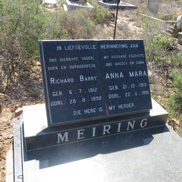MEIRING Richard Barry 1912-1998 &amp; Anna Mara 1918-1991