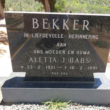 BEKKER Aletta J. 1921-1991