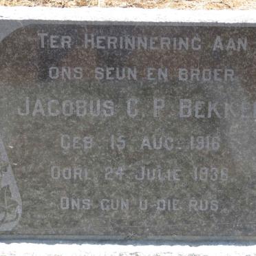 BEKKER Jacobus C.P. 1916-1936