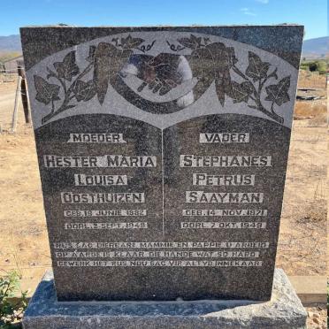 SAAYMAN Stephanes Petrus 1871-1949 &amp; Hester Maria Louisa OOSTHUIZEN 1882-1949