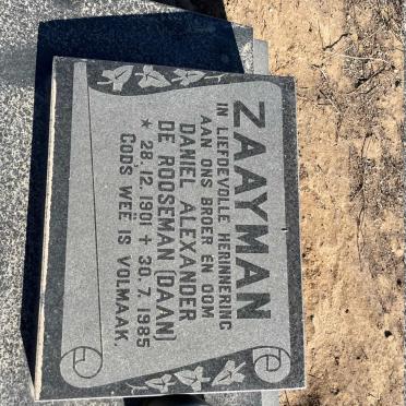 ZAAYMAN Daniel Alexander de Rooseman 1901-1985