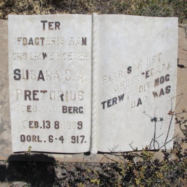 PRETORIUS Susara C.A. nee V.D. BERG 1889-1917