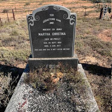FOUCHE Martha Christina nee DU PREEZ 1892-1977