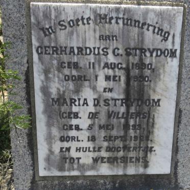 STRYDOM Gerhardus G. 1890-1930 &amp; Maria D. DE VILLIERS 1893-1928