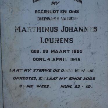 LOURENS Marthinus Johannes 1895-1949