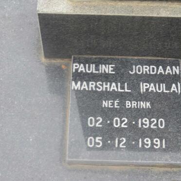 MARSHALL Pauline Jordaan nee BRINK 1920-1991