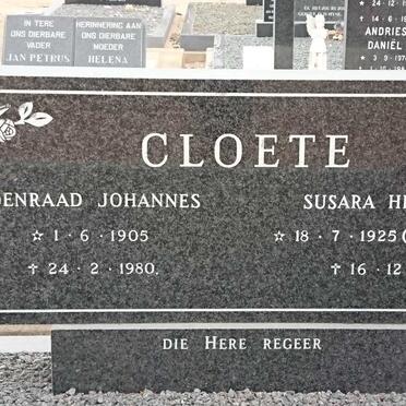 CLOETE Coenraad Johannes 1905-1980 &amp; Susara Hendrina BARNARD 1925-1998