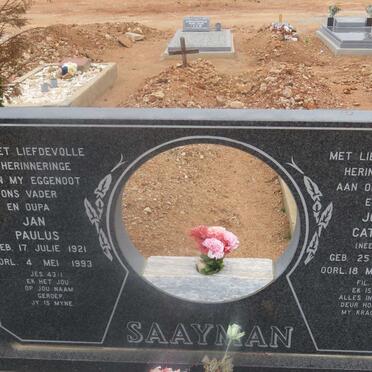 SAAYMAN Jan Paulus 1921-1993 &amp; Johanna Catharina SWART 1912-2004