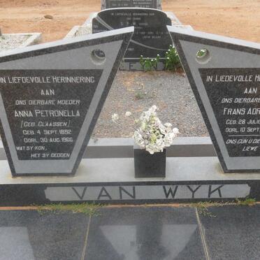 WYK Frans Adriaan, van 1887-1966 &amp; Anna Petronella CLAASSEN 1892-1966