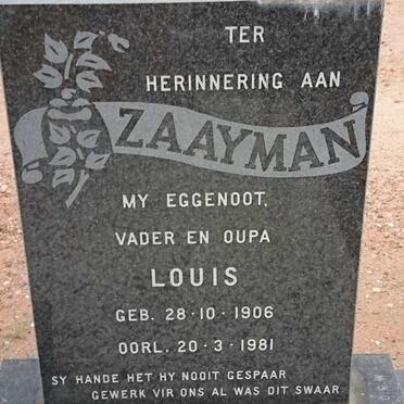 ZAAYMAN Louis 1906-1981 &amp; Margaretha Maria SERFONTEIN nee GREBE 1920-1990
