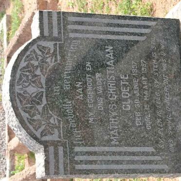 CLOETE Mathys Christiaan 1897-1957