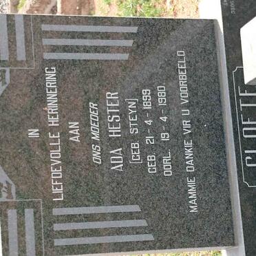 CLOETE Ada Hester nee STEYN 1899-1980