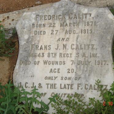 CALITZ Frederick 1871-1919 :: CALITZ  Frans J.N. -1917