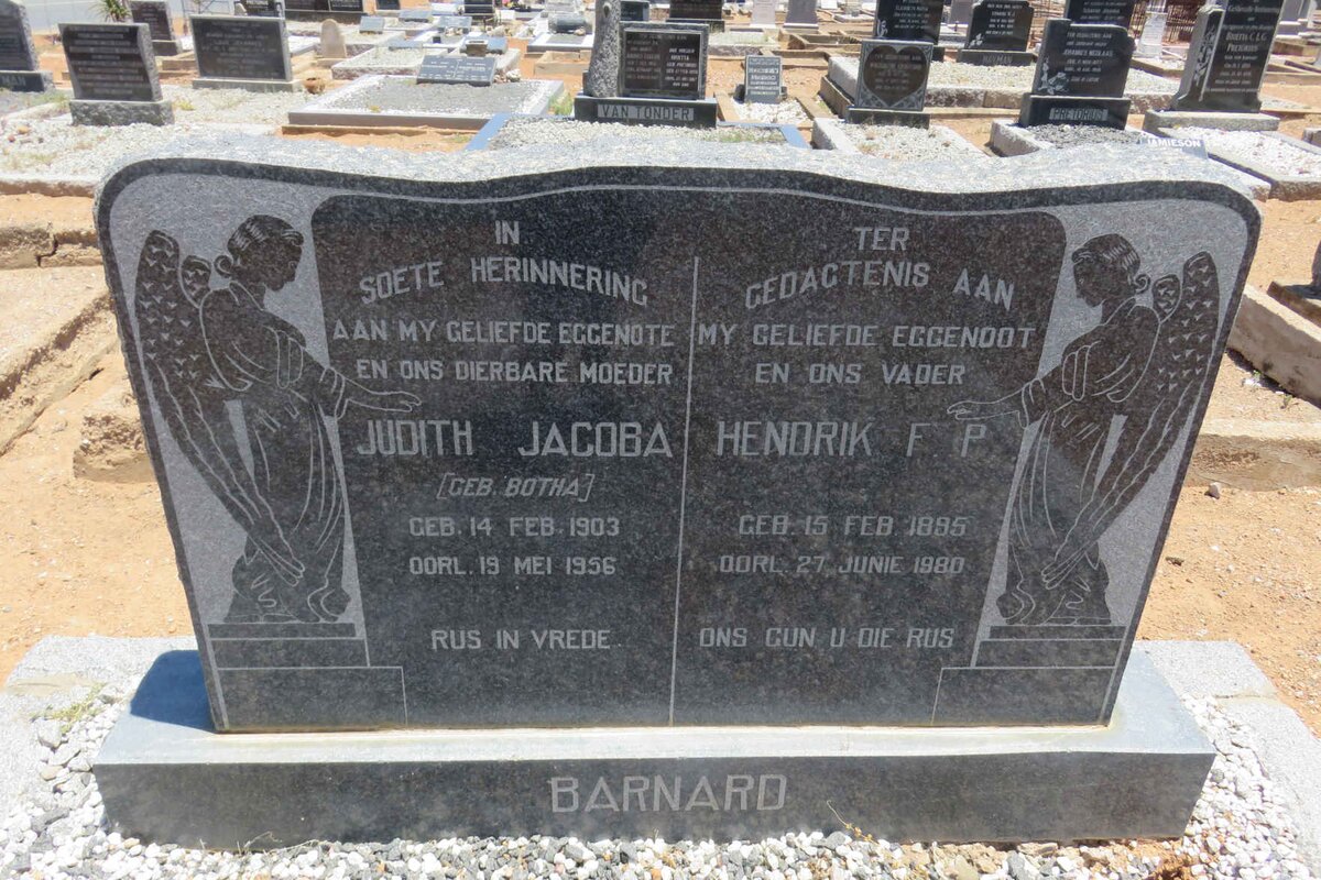 BARNARD Hendrik F.P. 1895-1980 &amp; Judith Jacoba BOTHA 1903-1956