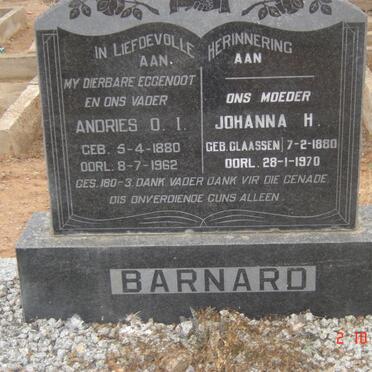 BARNARD Andries O.I. 1880-1962 &amp; Johanna H. CLAASSEN 1880-1970