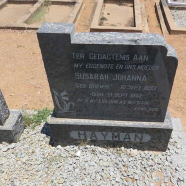 HAYMAN Susarah Johanna nee BREWIS 1893-1942