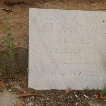 GRUNDLING  Aletta M. M. nee V.D. BERG 1870-1949