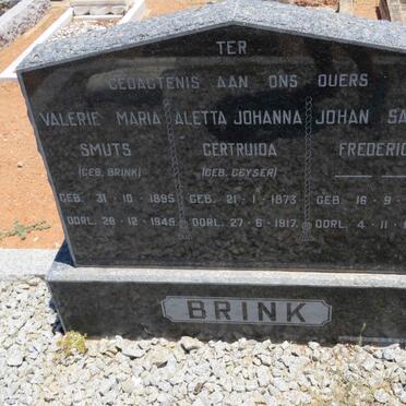 BRINK Johan Samuel Frederick 1872-1950 &amp; Aletta Johanna GEYSER 1873-1917 :: SMUTS Valerie Maria nee BRINK 1895-1945