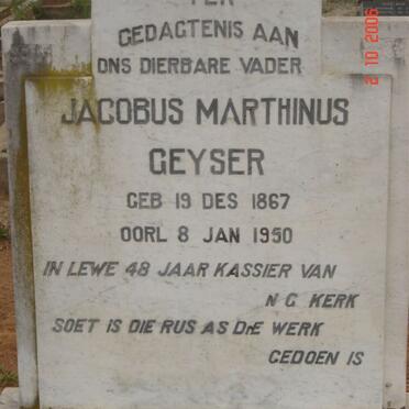 GEYSER Jacobus Marthinus 1867-1950