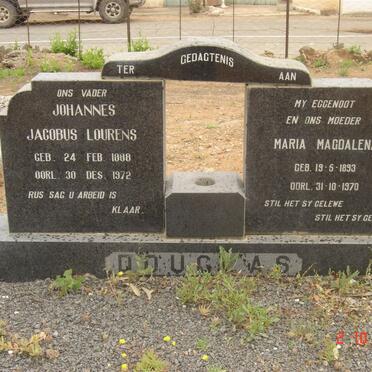 DOUGLAS Johannes Jacobus Lourens 1888-1972 &amp; Maria Magdalena 1893-1970