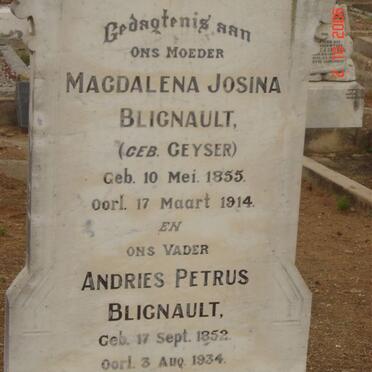 BLIGNAULT Andries Petrus  1852-1934 &amp; Magdalena Josina GEYSER 1855-1914