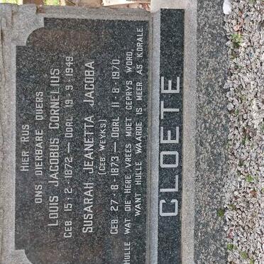 CLOETE Louis Jacobus Cornelius 1872-1949 &amp; Susarah Jeanetta Jacoba WEYKS 1873-1970