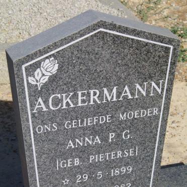 ACKERMANN Anna P.G. nee PIETERSE 1899-1982