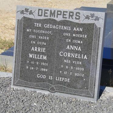 DEMPERS Arrie Willem 1901-1989 &amp; Anna Cornelia VLOK 1909-2002