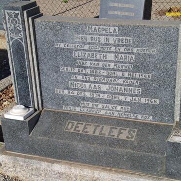 DEETLEFS Nicolaas Johannes 1879-1968 &amp; Elizabeth Maria van der MERWE 1882-1948