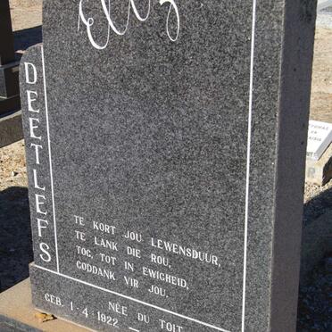 DEETLEFS Elize nee du TOIT 1922-1961
