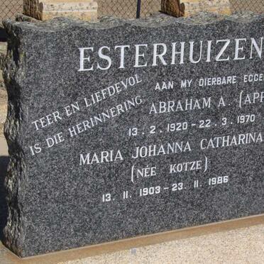 ESTERHUIZEN Abraham A. 1920-1970 &amp; Maria Johanna Catharina KOTZE 1903-1986