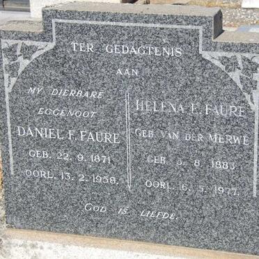 FAURE Daniel 1871-1958 &amp; Helena E. Van der MERWE 1883-1977