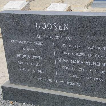 GOOSEN Petrus 1897-1986 &amp; Anna Maria Wilhelmina FREYSEN 1907-1980
