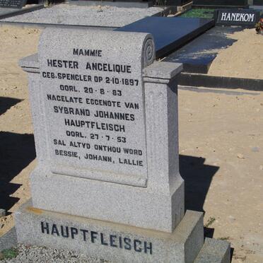 HAUPTFLEISCH Sybrand Johannes -1953 &amp; Hester Angelique SPENGLER 1897-1983