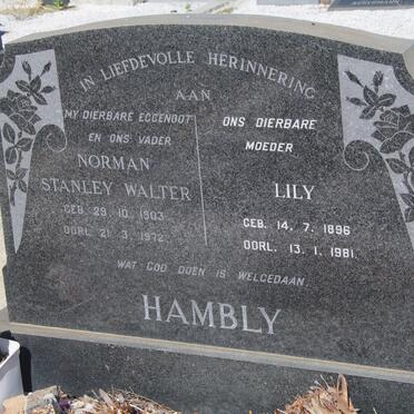 HAMBLY Norman Stanley Walter 1903-1972 &amp; Lily 1896-1981
