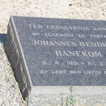 HANEKOM Johannes Hendrik 1891-1971