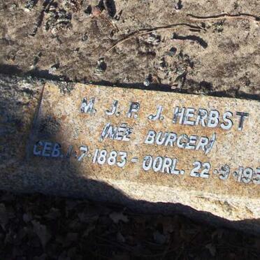 HERBST M.J.P.J. nee BURGER 1883-1959