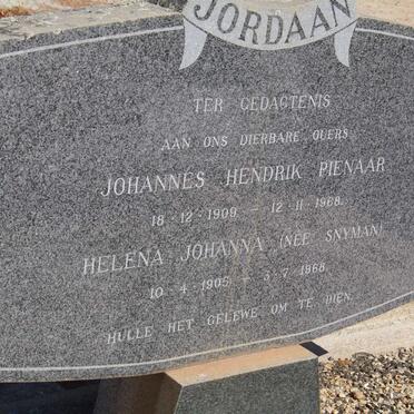 JORDAAN Johannes Hendrik Pienaar 1909-1968 &amp; Helena Johanna SNYMAN 1905-1968