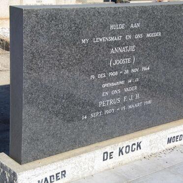 KOCK Petrus F.J.H., de 1903-1981 &amp; Annatjie JOOSTE 1908-1964