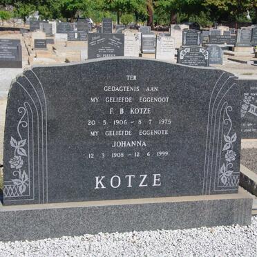 KOTZE F.B. 1906-1975 &amp; Johanna 1908-1999