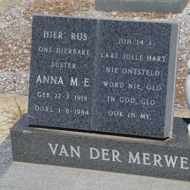 MERWE Anna M.E., van der 1919-1984