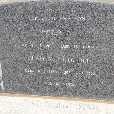 MERWE Pieter A., van der 1886-1940 &amp; Clasina J. SMIT 1880-1972