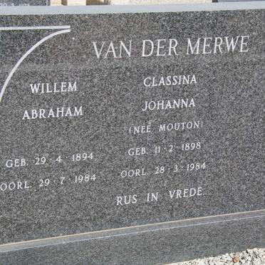MERWE Willem Abraham, van der 1894-1984 &amp; Classina Johanna MOUTON 1898-1984