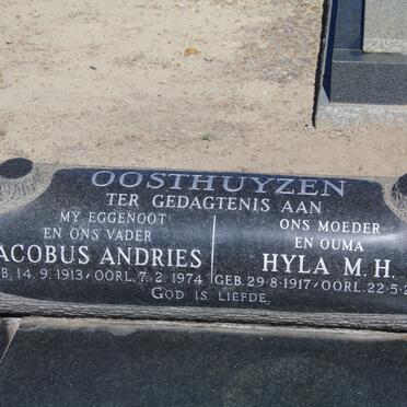 OOSTHUYZEN Jacobus Andries 1913-1974 &amp; Hyla M.H. 1917-2003