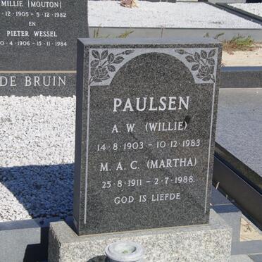 PAULSEN A.W. 1903-1983 &amp; M.A.C. 1911-1988